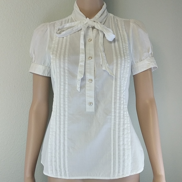 [Juicy Couture] Pleated Tie Front Button-up blouse - Picture 1 of 7
